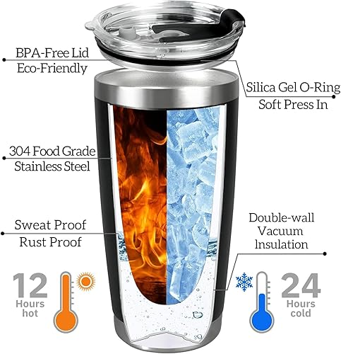 Miniatura 7 de Vaso personalizado con imágenes, texto, tazas de café de acero inoxidable de 20 onzas, tazas personalizadas para papá, mamá, amigo, regalo