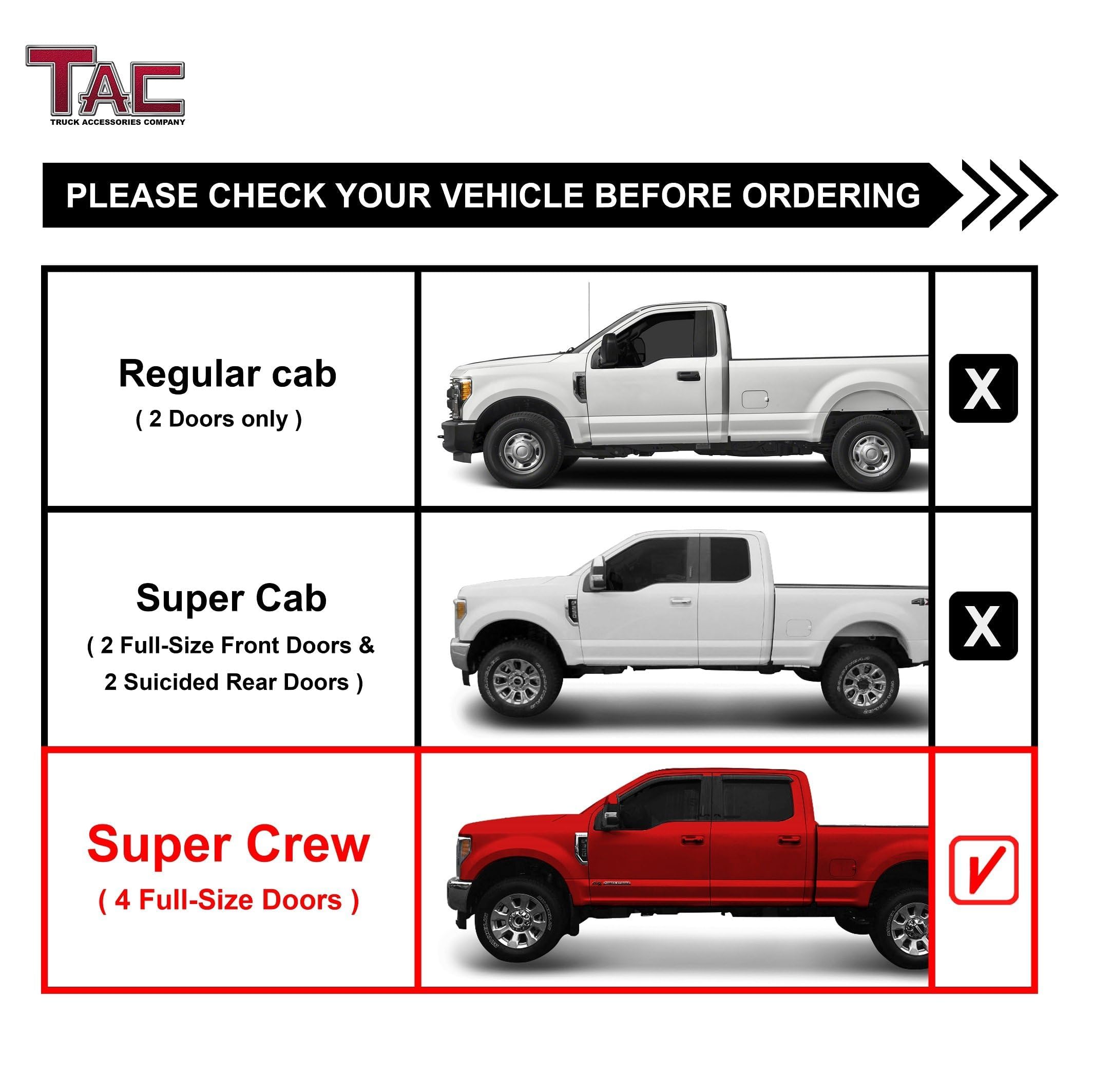 TAC Side Bars Fit 1999-2016 Ford F250 / F350 / F450 / F550 Super Duty Crew Cab Pickup Truck 3