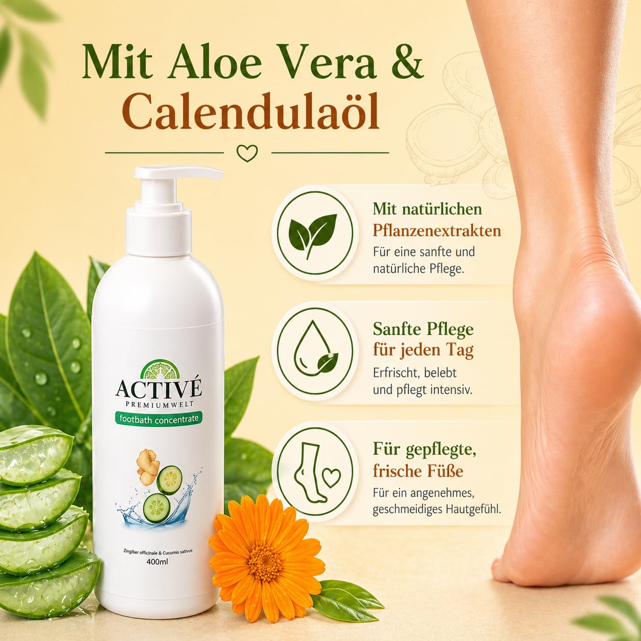 Fußbad-Konzentrat 400 ml mit Aloe Vera für müde, strapazierte Füße
