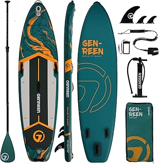 (Extra Groß) Stand up Paddle Board für Aller Fähigkeitsniveaus, 335x86cm Aufblasbare Paddleboard für Adults mit Allem Zubehör, SUP Board mit Cam Halterung, 3 Finnen