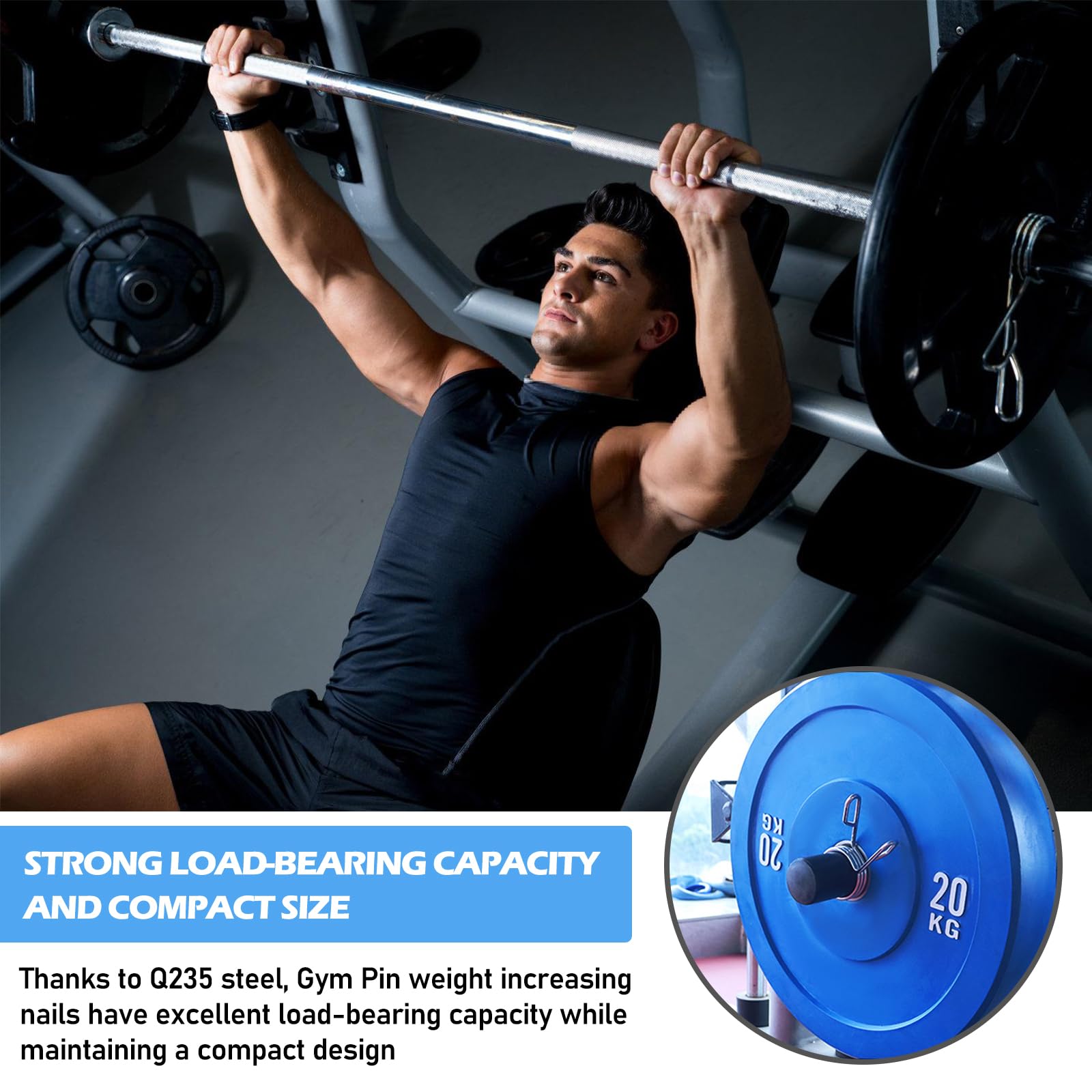 Pin da palestra per peso aggiuntivo, peso stack pin, lunghezza 110 mm, diametro 10 mm, paletta da palestra con 1 clip a molla, accessorio per centro fitness per accessori da palestra