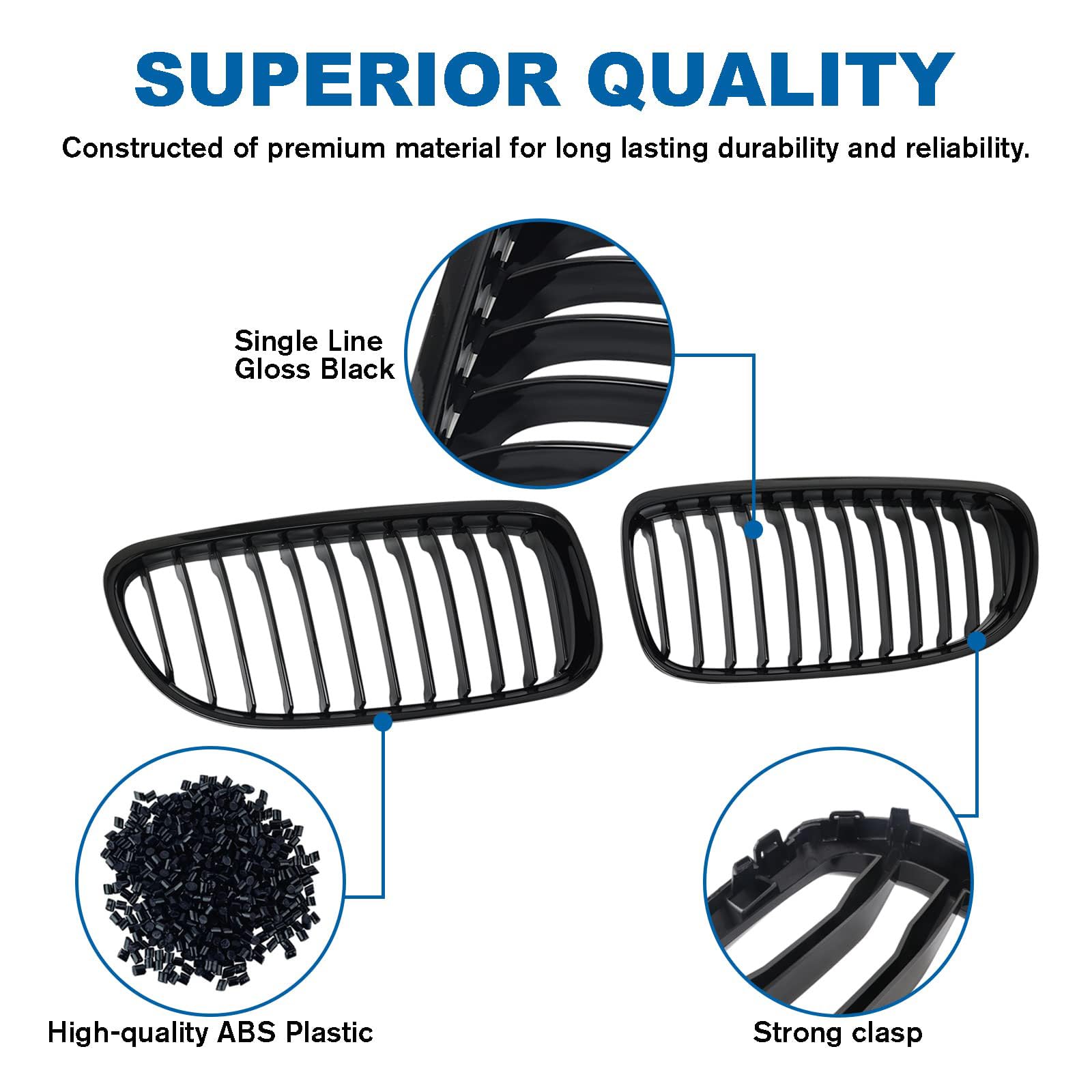 E90 E91 Rejilla De Radiador para BMW Serie 3 E90 E91 Rejilla simple Serie 3 E90 E91 riñones Negro Brillante Touring 2009 2010 2011