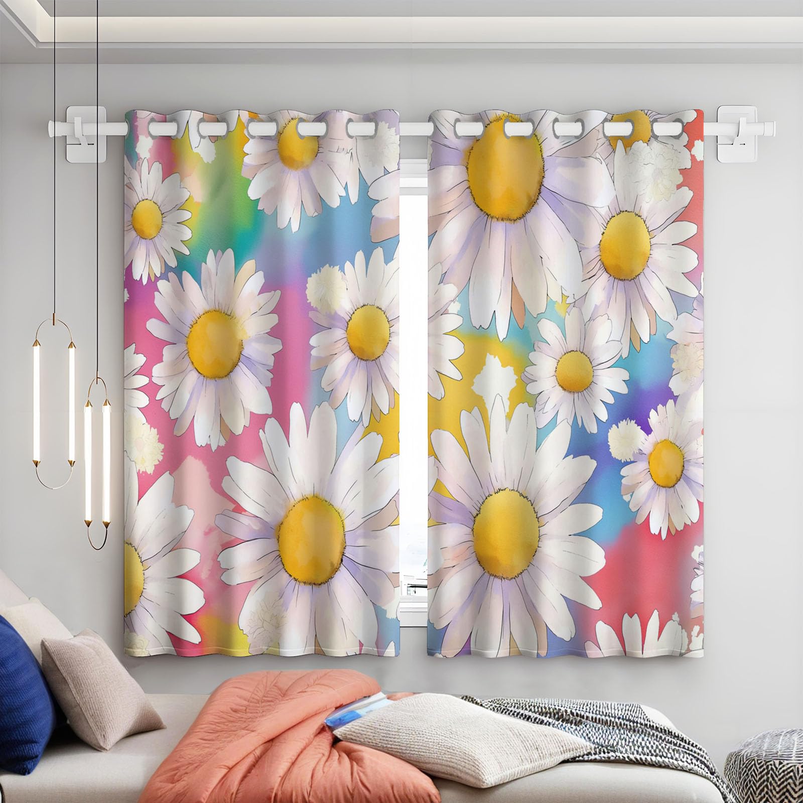 Rideau Occultant Poudre De Blush - Rideau Thermique Motif Affiche De Style Animefleurs De Rêve, Rideaux Chambre Salon Fenetre, Lot De 2 Draperies Intérieurs À Oeillets, 140Lx240H Cm