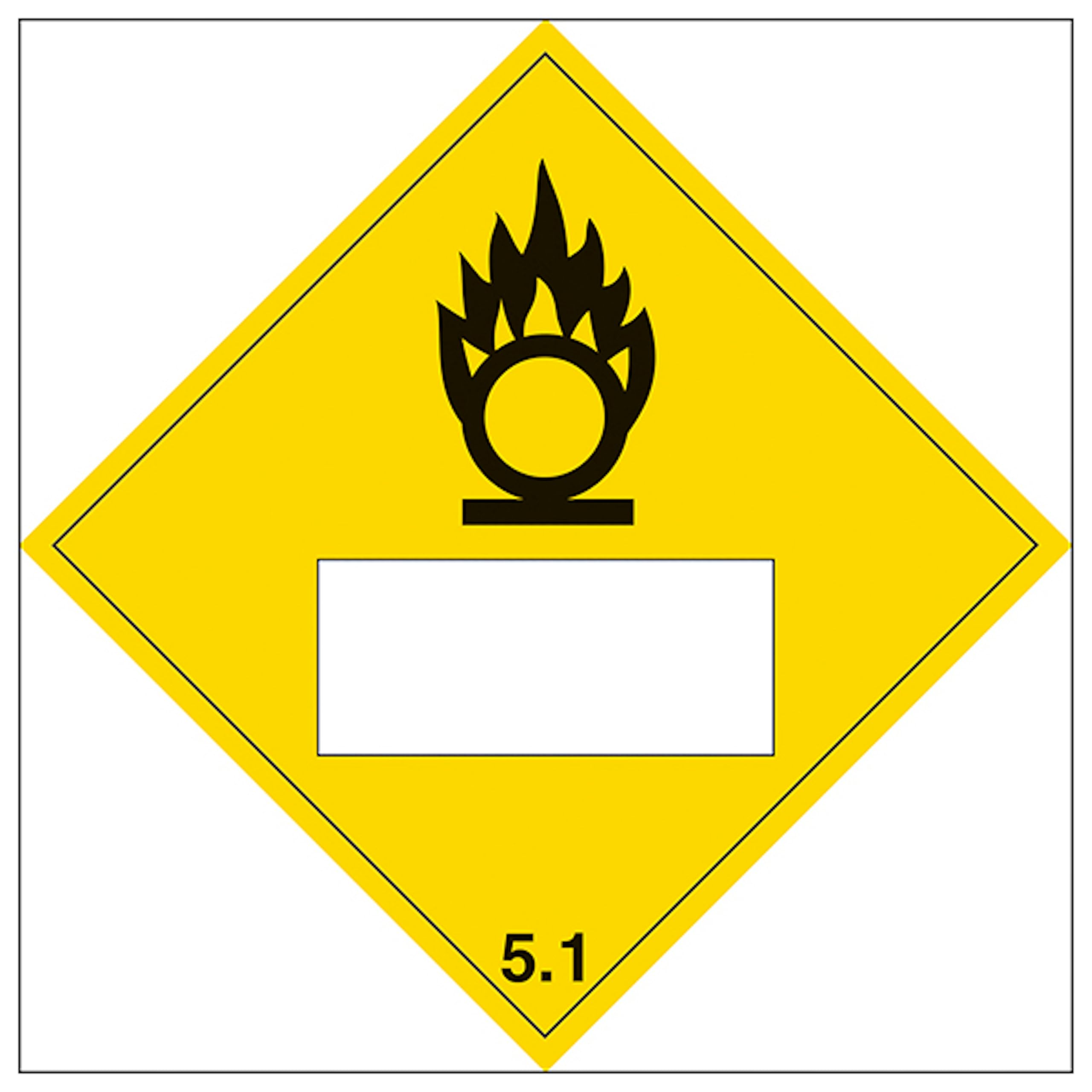 V Safety Oxidizing Symbol 5.1 100 x 100 mm - 2mm Super-Tough Rigid Plastic Safety Sign