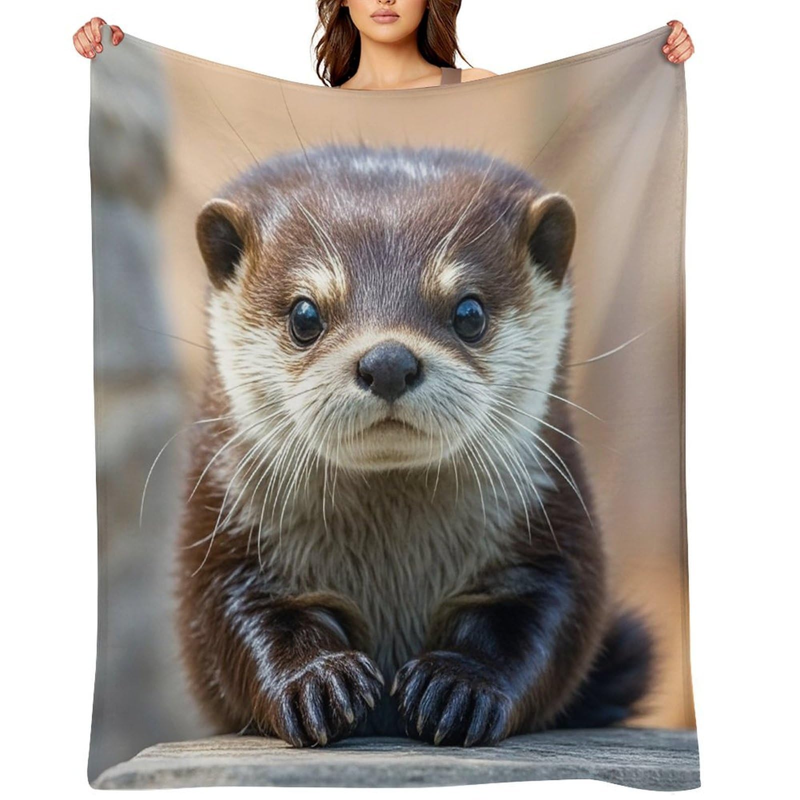 Flannel Cute Otter Throw Blanket for Couch Super Soft Fuzzy Cozy Flannel Blankets No Shed No Pilling FAnti-Static Winter Bed Blanket Decorative and Giftable Blankets
