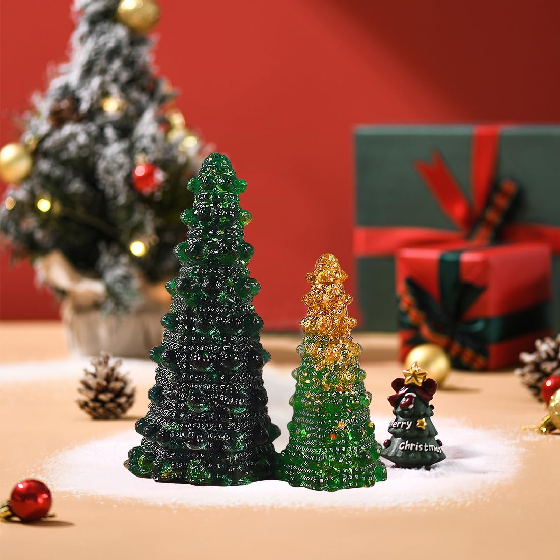 Voyyphixa 2PCS Christmas Tree Resin Moulds Silicone 3D Christmas Candle Moulds for Candle Making Xmas Epoxy Casting Moulds for Handmade Aromatherapy Candle Soap Home Decoration Ornaments - Image 3