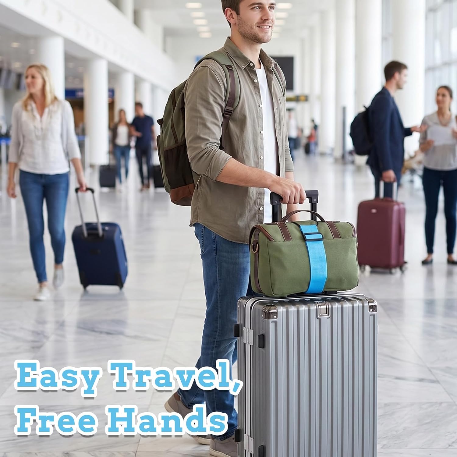 2 Pcs Luggage Connector Strap for Suitcase Multi-Use Luggage Straps Strong Adjustable Elastic Belt, Fastening Bag Strap, Luggages Accessories, for Travel Essentials