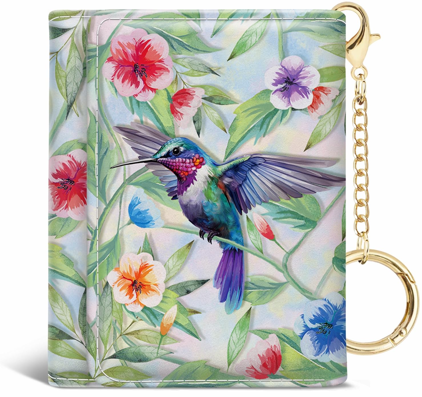 Womens Wallet, Hummingbird Small Slim RFID Blocking Card Wallets, Cute Trifold PU Leather Card Holder Wallet Organizer, Mini Pocket Cash Wallet with 7 Card Slots ID Window for Girls Ladies Wife