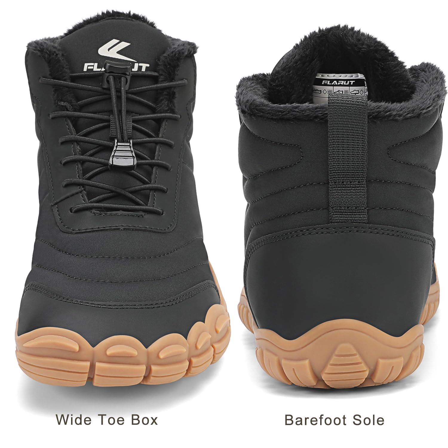 FLARUT Scarpe Invernali a Piedi Nudi Uomo Donna Barefoot Scarpe Foderate Caldo Scarpe a Punta Larga Resistenti all'acqua Scarpe da Trail Running Trekking InvernoStivali