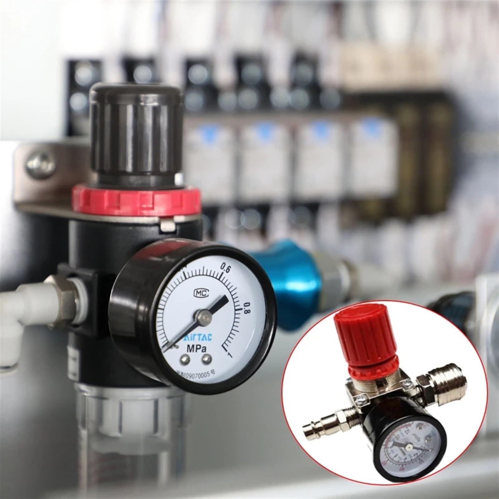 Air Compressor Pressure for Valve Control Regulator with Gauges 3 Holes Pressure Reducer for Fast Pressure Reduct