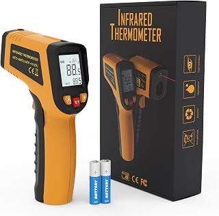 KnineOutdoors Infrared Thermometer Gun -58°F to 1112°F, 12:1 D:S Ratio, Single Laser Non-Contact Temp Gun for Cooking, BBQ, Grill, Oven (Orange)