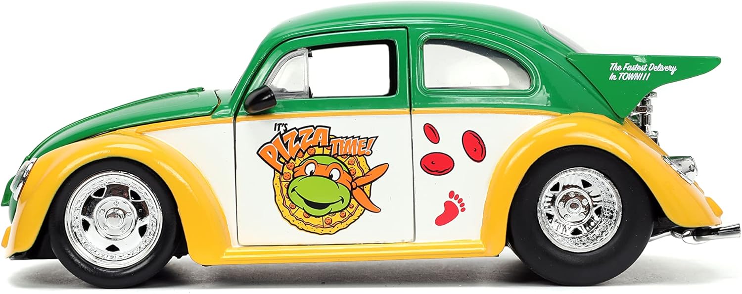 Jada Teenage Mutant Ninja Turtles 1:24 1959 Volkswagen Drag Beetle Die-cast Car & 2.75" Michelangelo Figure, Toys for Kids and Adults (33741)