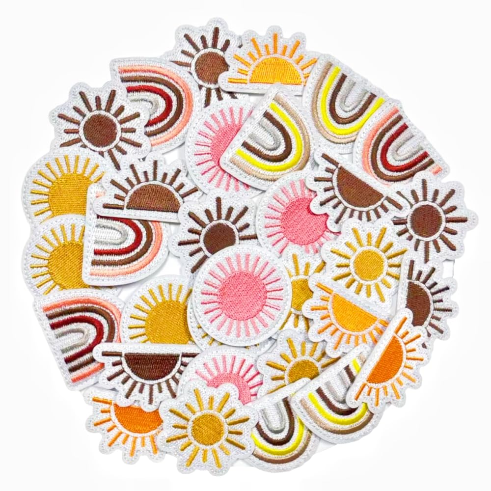 Écussons brodés arc-en-ciel soleil motif mignon patch décoration vêtement t-shirt sac à dos