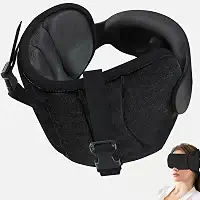 Almofadas de Viagem Para Aviões, Cinta para A Cabeça com Máscara para Dormir, Almofada de Viagem para O Pescoço para Viagens de Carro, Apoio para A Cabeça com Suporte de 360°, Stop Bobblehead, Preto