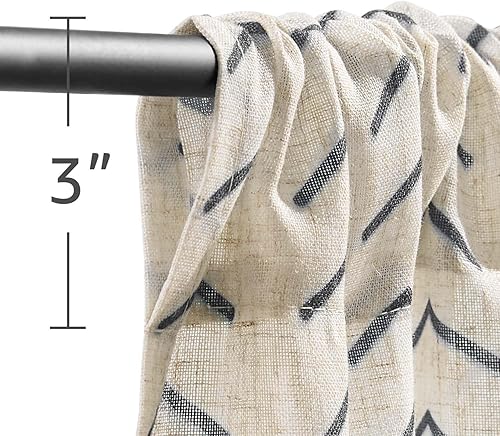 Miniatura 8 de jinchan Cortinas náuticas de lino a rayas de 24 pulgadas, cortinas de estilo rústico para cocina, cafetería, sala de estar, baño, lavandería,