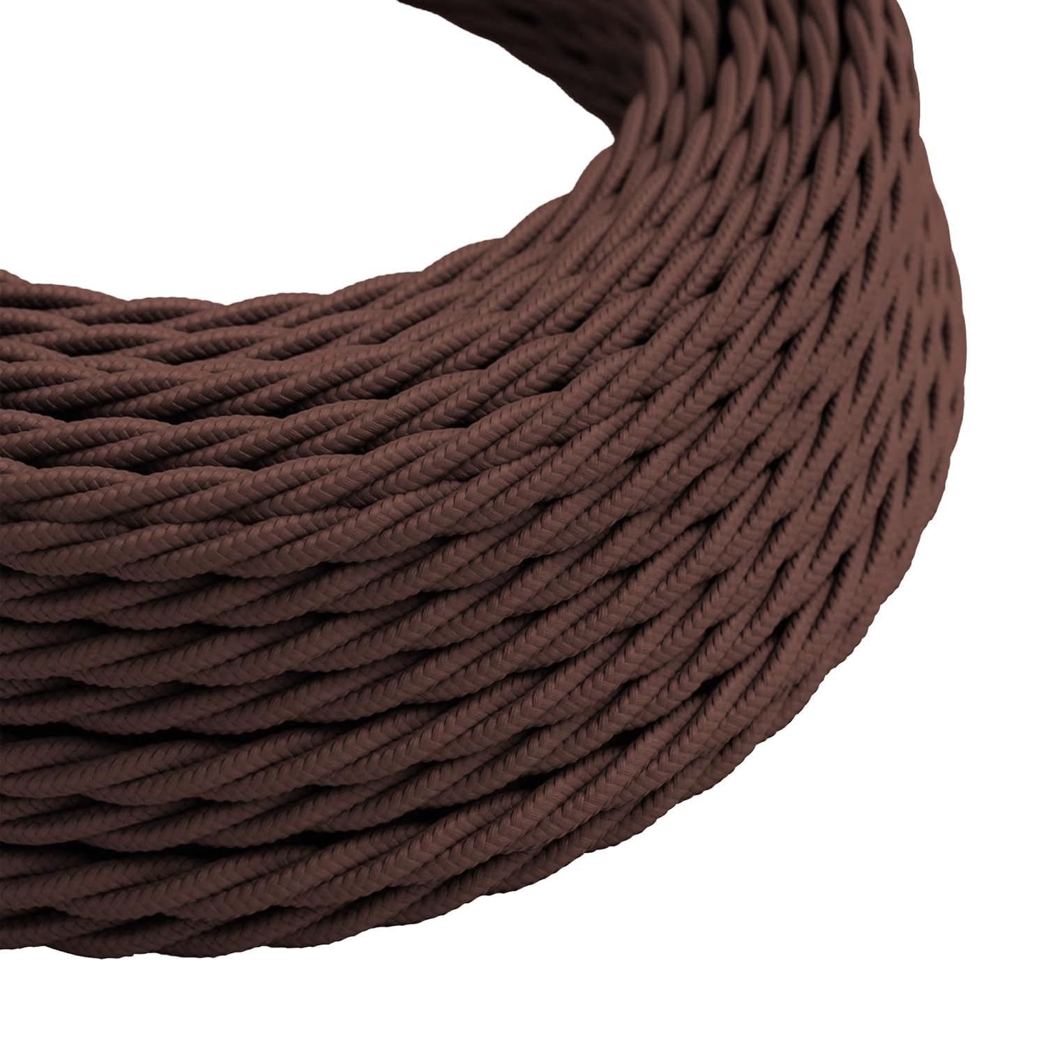 LEDSone Brown16ft Vintage 2 Core Twisted Cable Fabric Cloth Covered Electrical Wire, 5m 2 Conductors 18 Gauge Textile Electric Cable Wire Coated in Colored Vintage Fabric for Lighting DIY Project