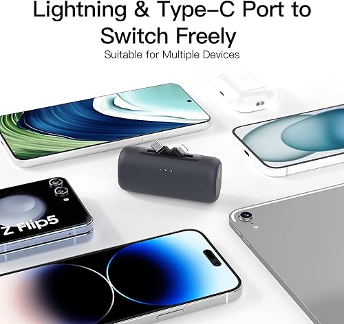 Miniatura 2 de Cargador portátil para iPhone con conector 2 en 1, cargador de batería pequeño de 5000 mAh, carga rápida compatible con iPhone 161514131211 Series,