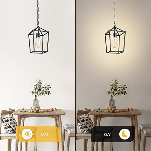 Miniatura 6 de Lámpara colgante negra de granja para isla de cocina, lámpara colgante industrial, lámpara moderna de jaula de metal, lámpara de araña para comedor,