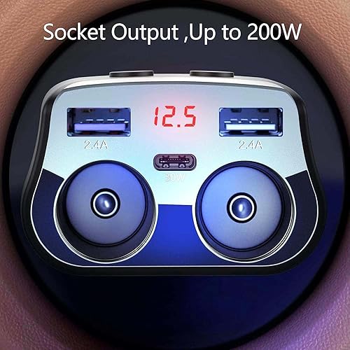 Miniatura 3 de Adaptador de cargador dual para automóvil, 200 W, adaptador de encendedor de cigarrillos doble, divisor de enchufe de encendedor de cigarrillos,