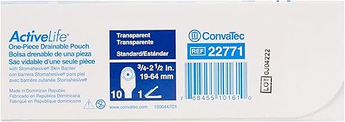 Miniatura 3 de Colostomy Pouch ActiveLife Sistema de una pieza de 12 pulgadas de longitud de 34 a 2-12 pulgadas con ribete drenable para adaptarse (# 22771 10EaBx)