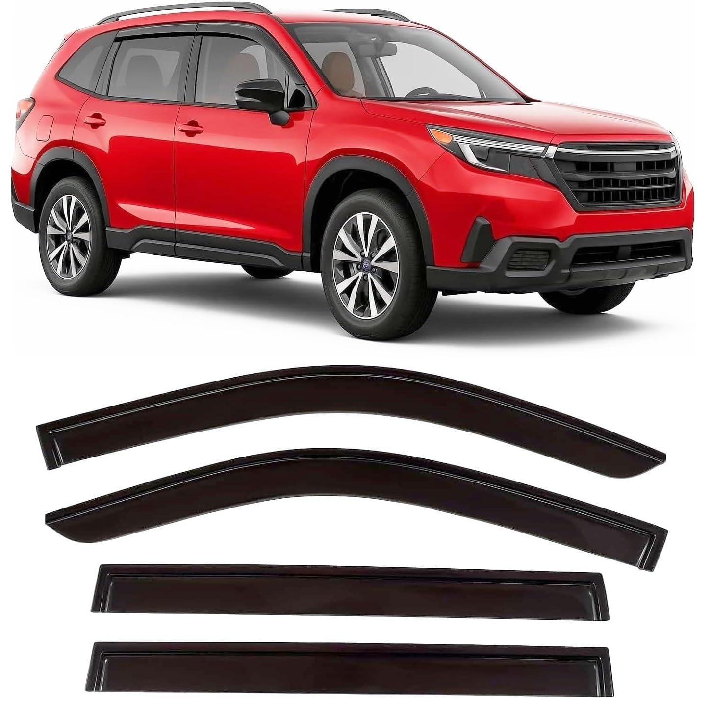 Photo 1 of 2025 2026 Tape-On Rain Guards for Subaru Forester Side Window Visor Deflectors Premium Sport Limited Touring Hybrid Wilderness Tinted Vent Shade Protectors