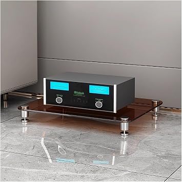 YLLFFLL 1/2/3/4-tier Media Stand Audio/video Component Cabinet with Glass Shelf, Heavy Duty Stereo Racks And Stands Stereo System, Modern Audio Rack TowerBrown,1 tire