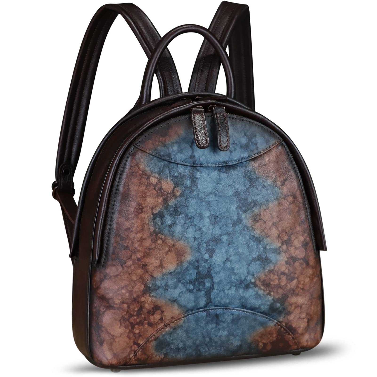 IVTG Genuine Leather Backpack for Women Vintage Womens Real Leather Rucksack Fashion Daypack Shoulder Knapsack Purse (Multicolor1)