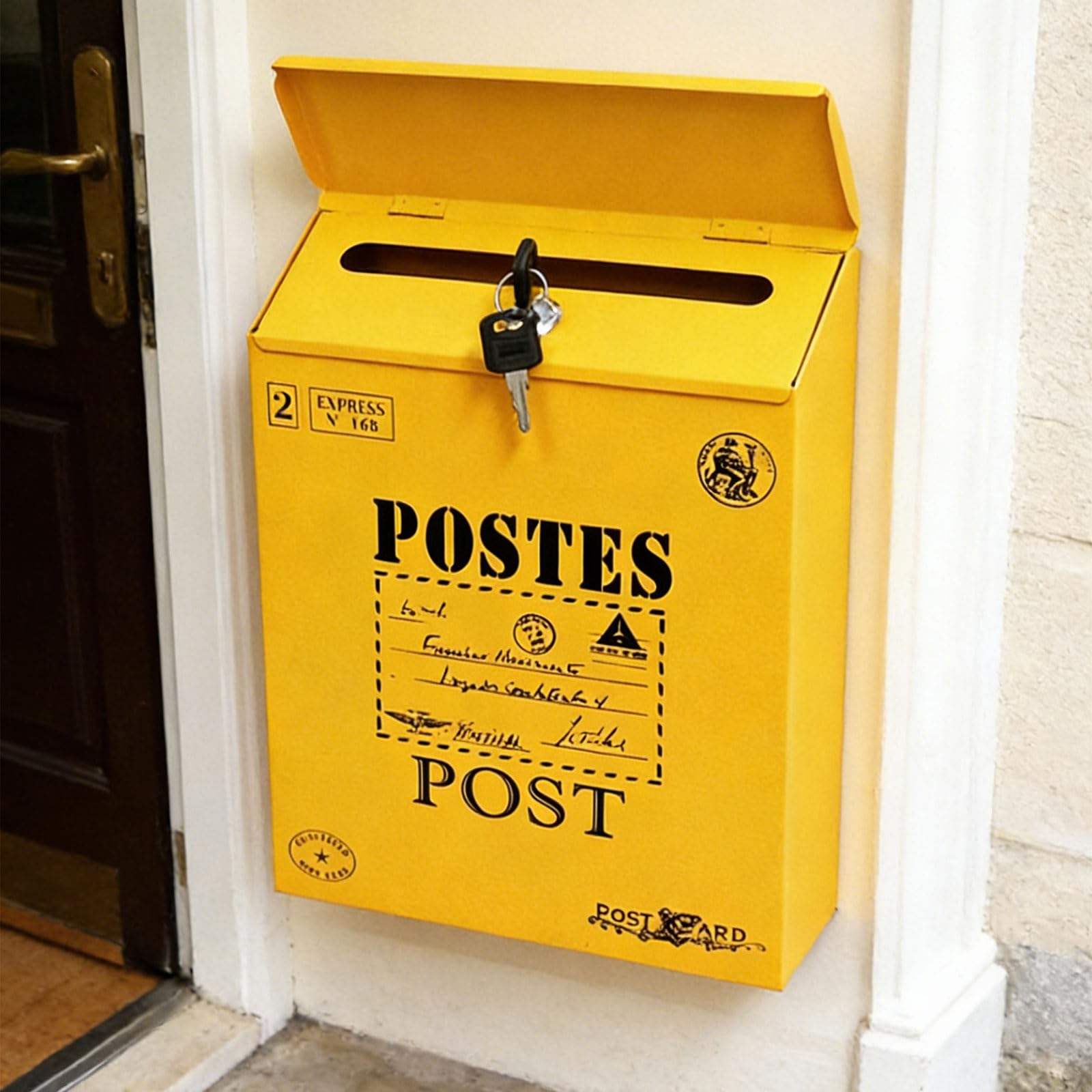 Cassetta postale artistica in ferro battuto con ampia capacità, ideale per posta, giornali, piccoli pacchetti, case e negozi