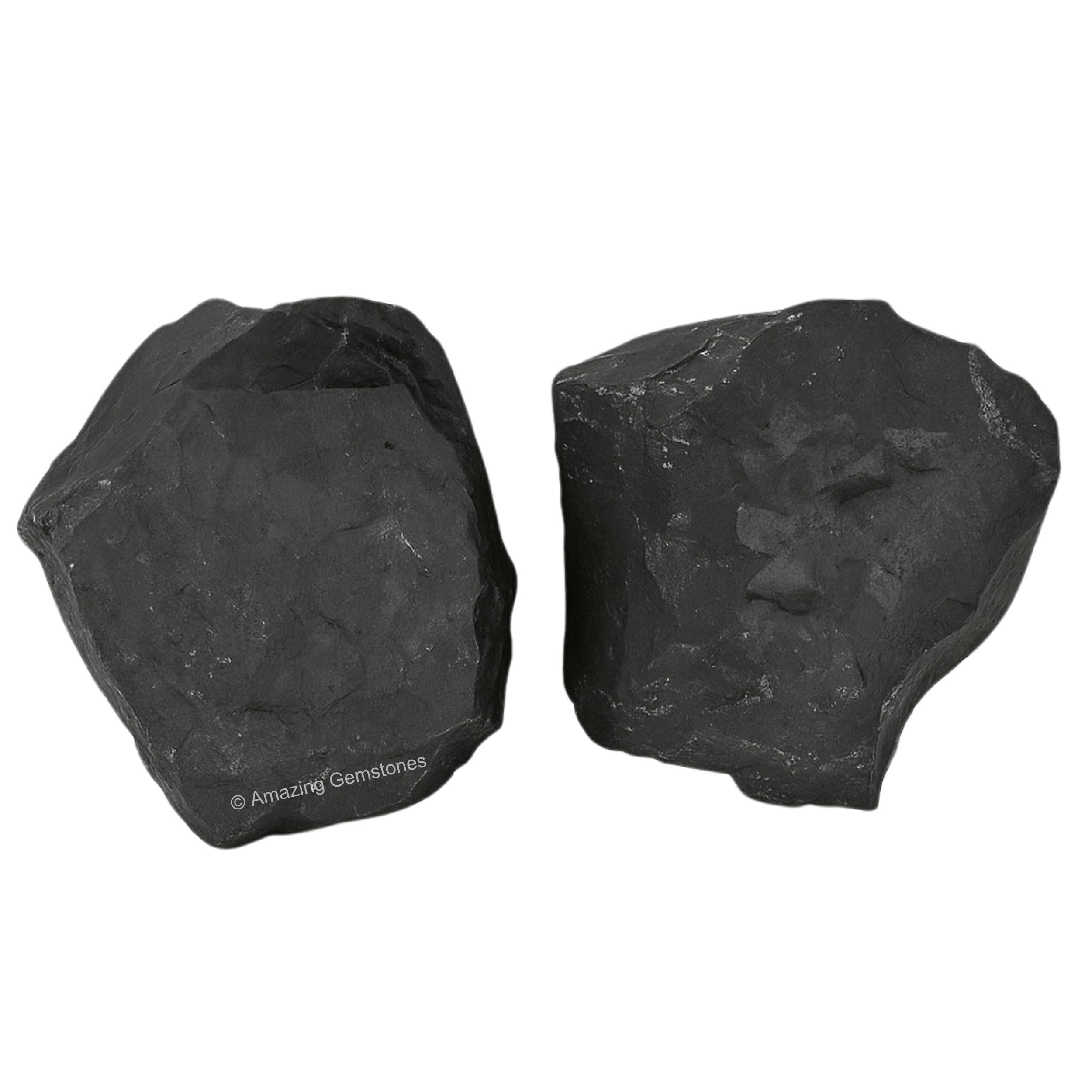 Shungite Crystals and Healing Stones, 2 Piece Raw | Certified Healing Crystal Rough Rocks For Tumbling and DIY Projects Gifts - Positive Energy, Chakra Healing, Meditation