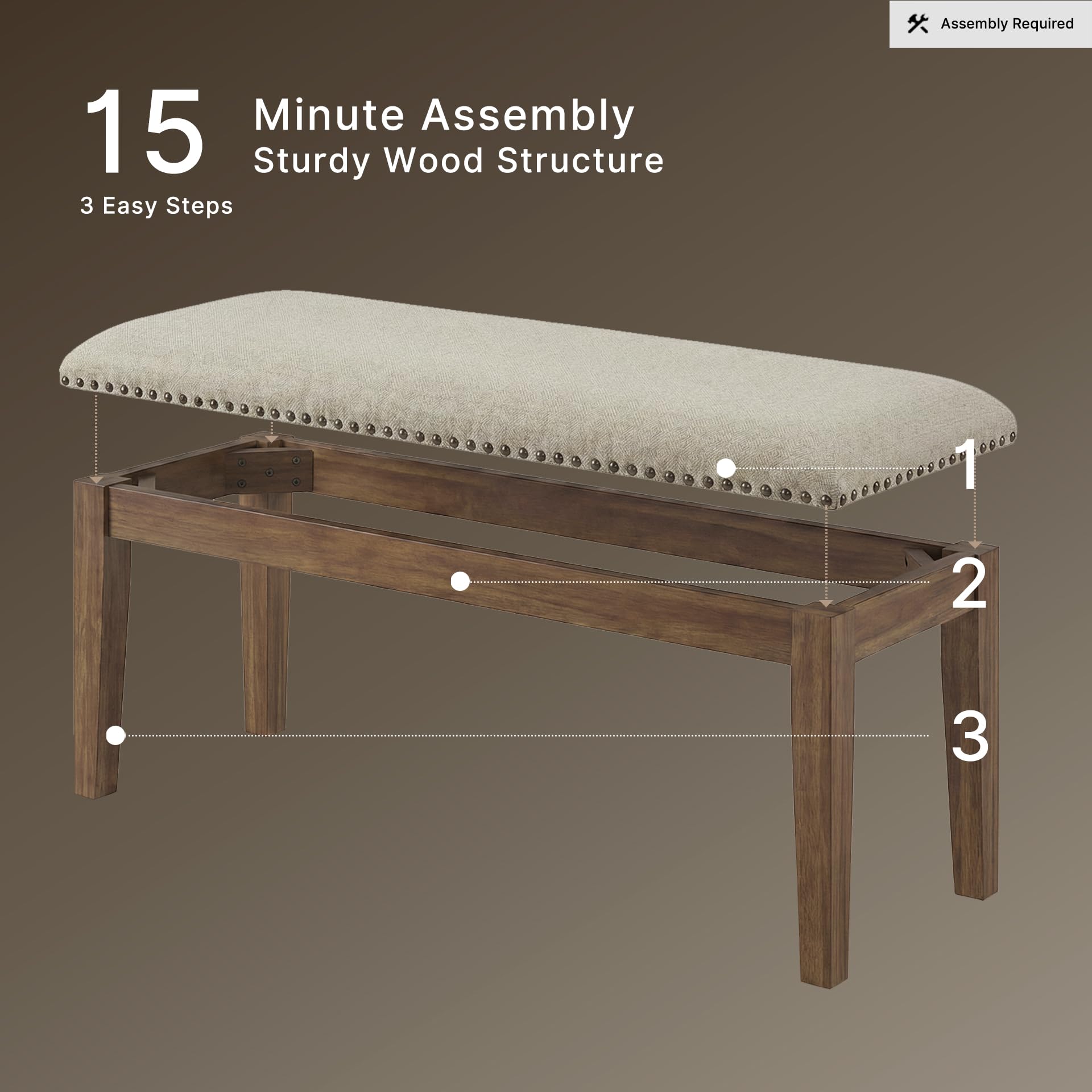 Signature Design by Ashley Moriville Wood Upholstered Dining Bench, Beige