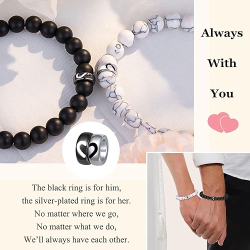 Miniatura 2 de UNGENT THEM Pulseras de anillo a juego para parejas, regalos para novio, marido, prometido, alma gemela, novia, esposa, día de San Valentín,