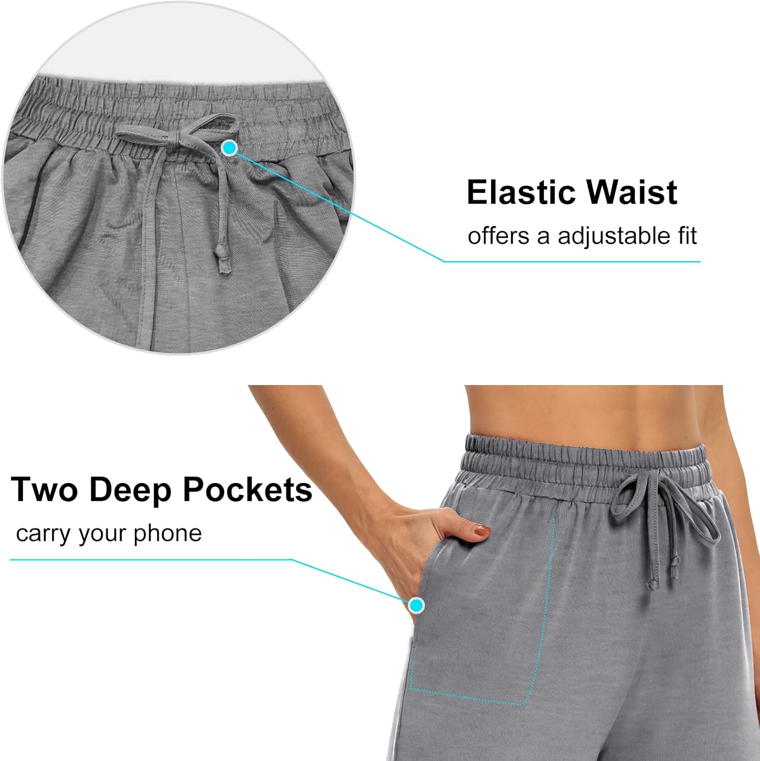 DIBAOLONG Womens Capri Pants Loose Yoga Pants Wide Leg Drawstring Comfy Lounge Pajama Capris Sweatpants with Pockets - Image 3