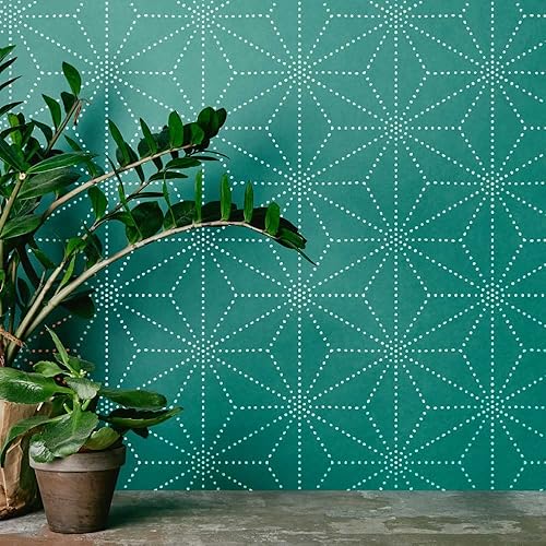 Miniatura 2 de Osaka - Plantilla de pared  Plantilla geométrica de estrellas punteadas para renovar la habitación  Plantillas de pared fáciles de usar para mejoras