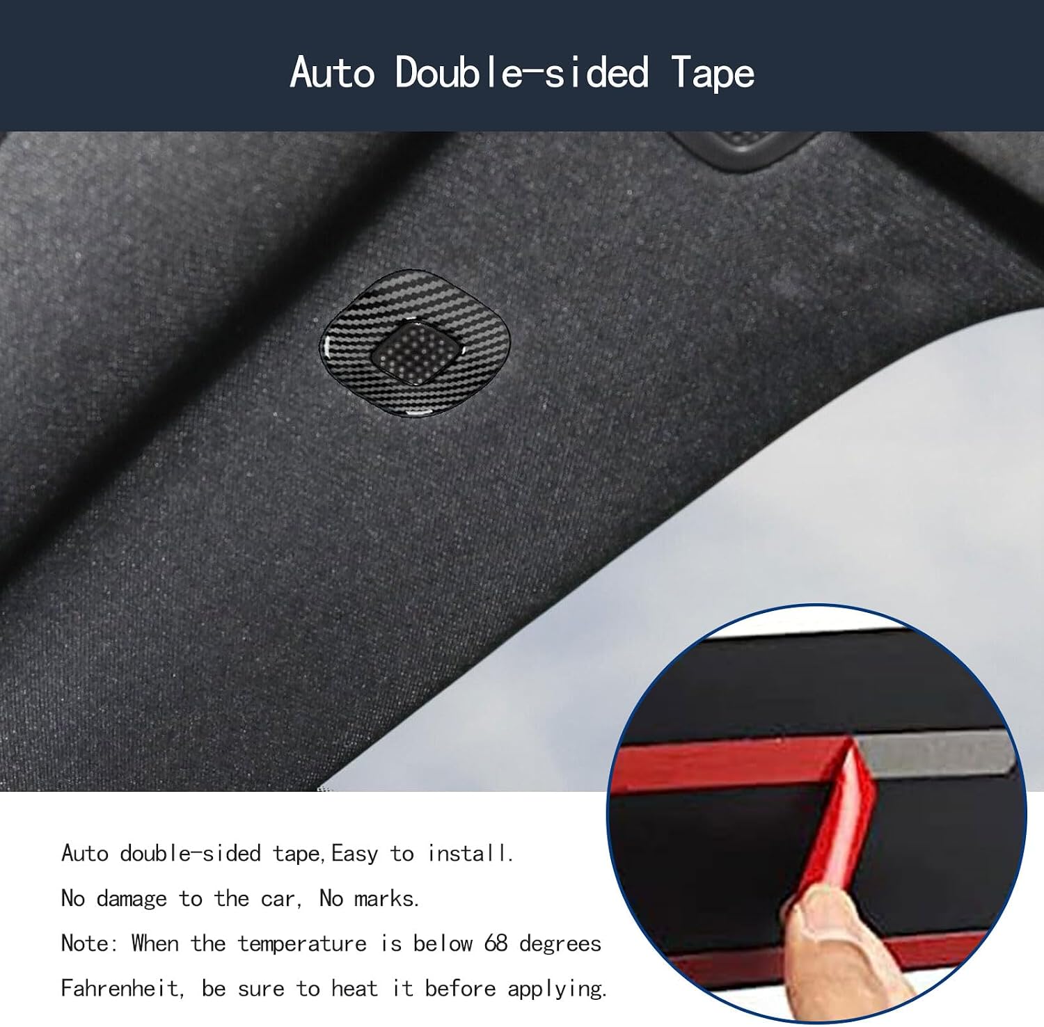 Rear Roof Reading Light Lamp Cover Trims Compatible with Dodge Ram 1500 2022 2023 2024 Exterior Car Accessories ABS 2PCS(Carbon Fiber Style)