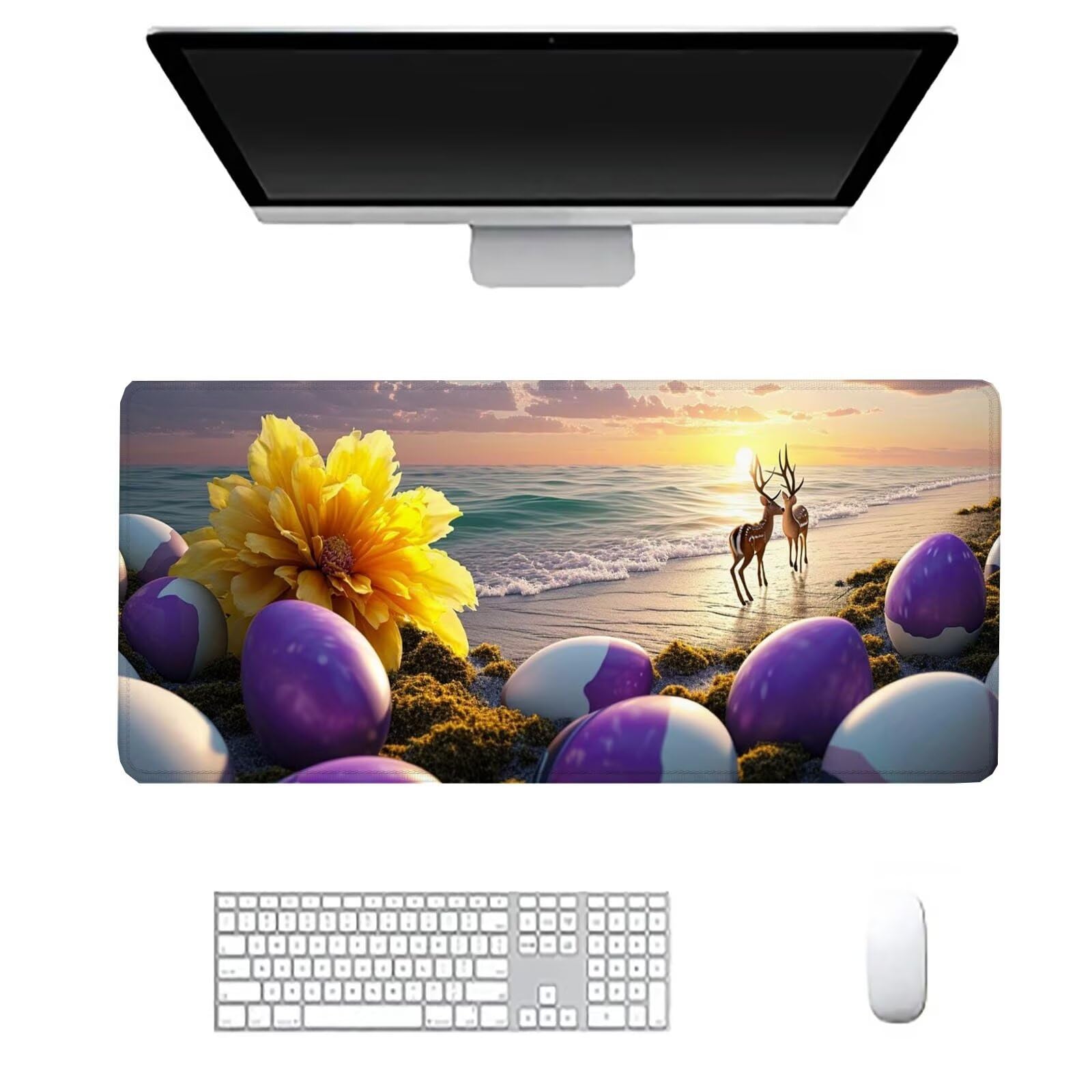 Podkładka pod mysz z jeleniem duża podkładka na biurko dla graczy plaża XXL 1600 x 800 x 3 mm niestandardowa podkładka pod mysz, ochraniacz na biurko matowe akcesoria biurowe, do domu Deco komputera