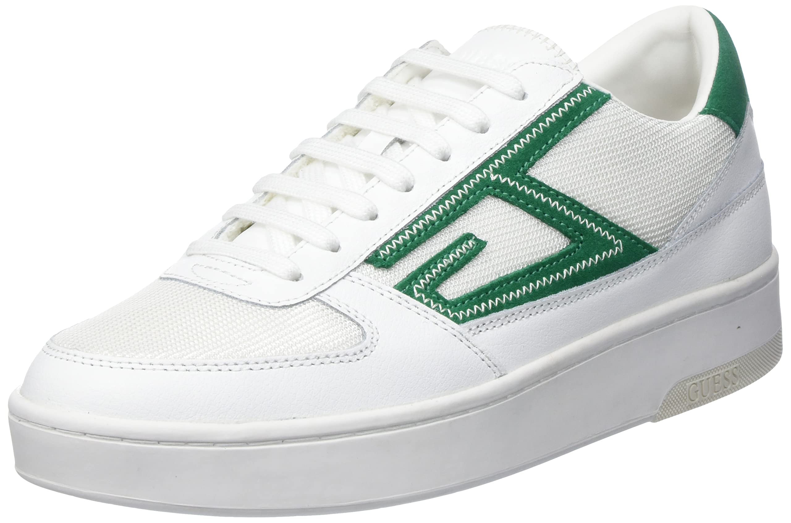 GUESS Men's Silea Trainers, White Green, 11 UK