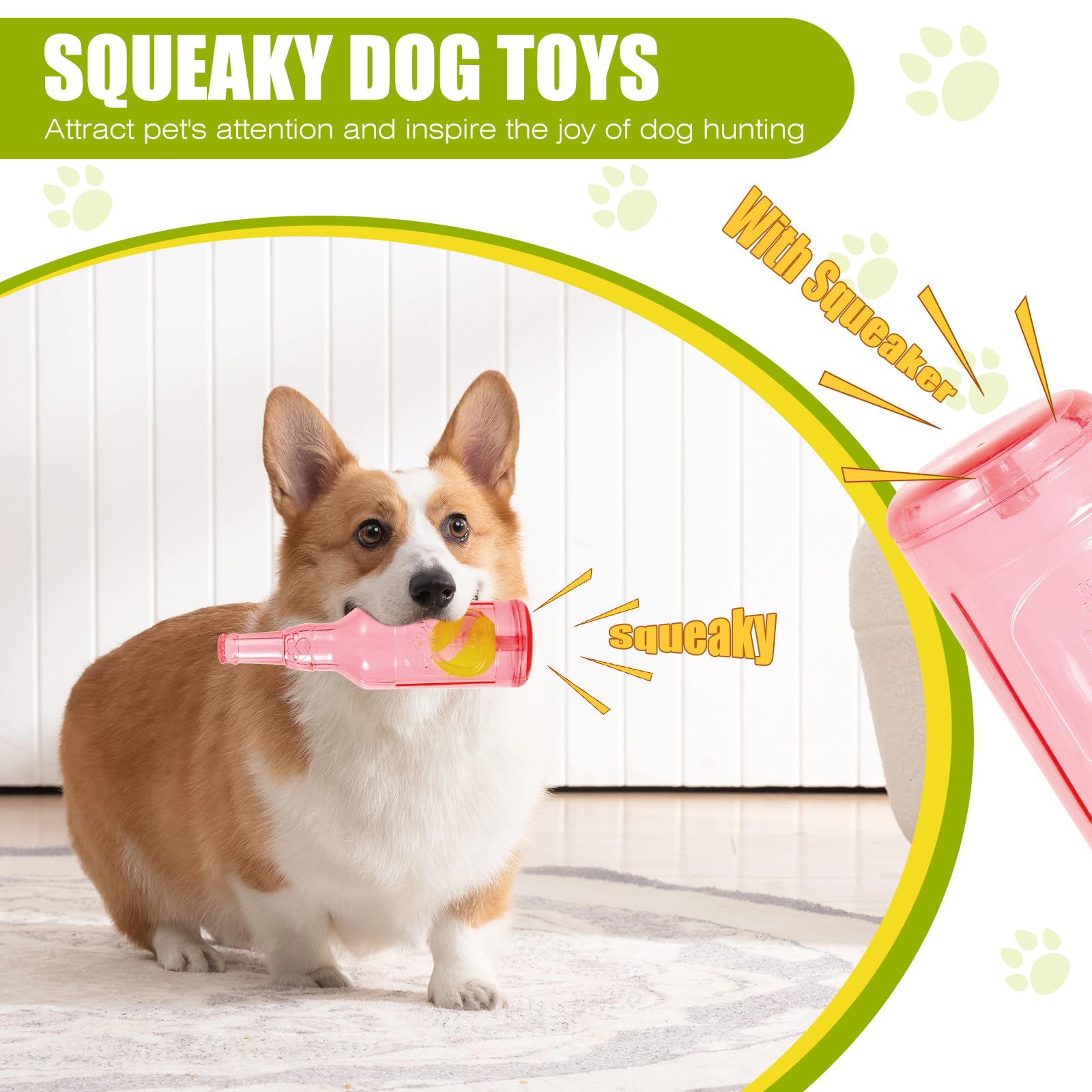 YOOGAO Pet Dog Toy, Dog Squeak Toy, Floating Dog Toy, Interactive Fetch Toy for Play and Training, Bottle Shape with Tennis Ball Inside (Single Small)