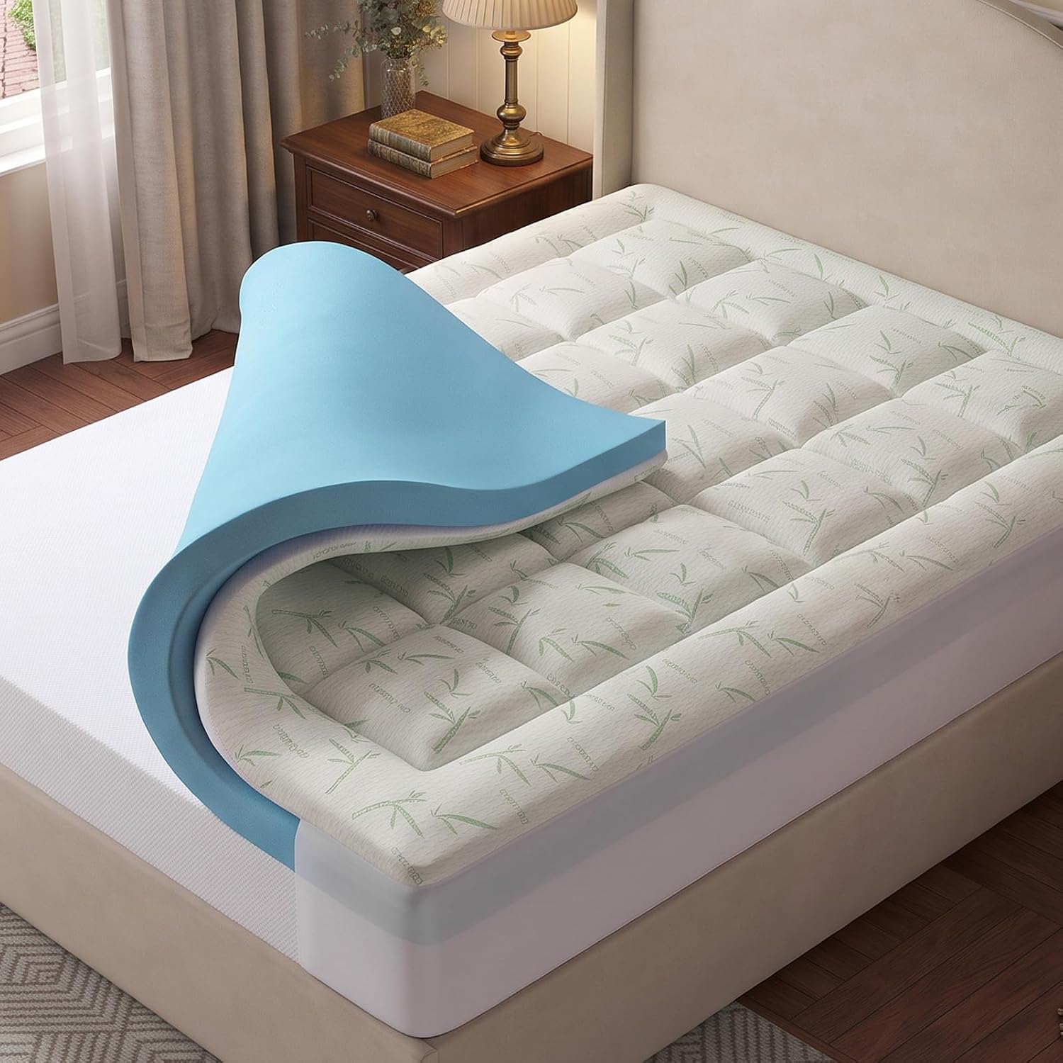 Premium Dual Layer Mattress Topper, Gel Memory Foam with Pillow Top Cover, Cooling Breathable Support, Pressure Relief, CertiPUR-US Certified, 8-16 Inch Deep Pocket, Full