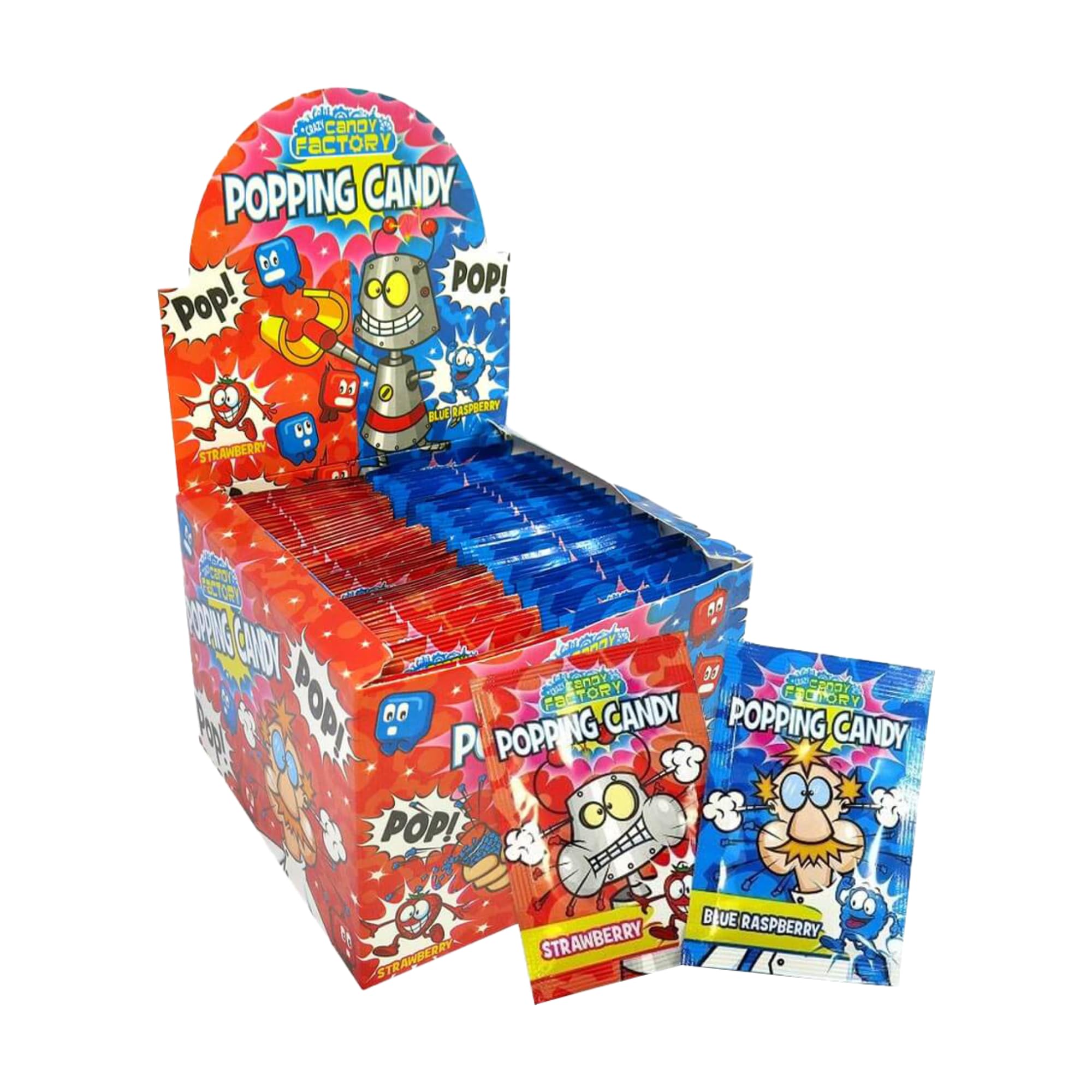 Crazy Candy Factory Popping Candy, Strawberry & Blue Raspberry