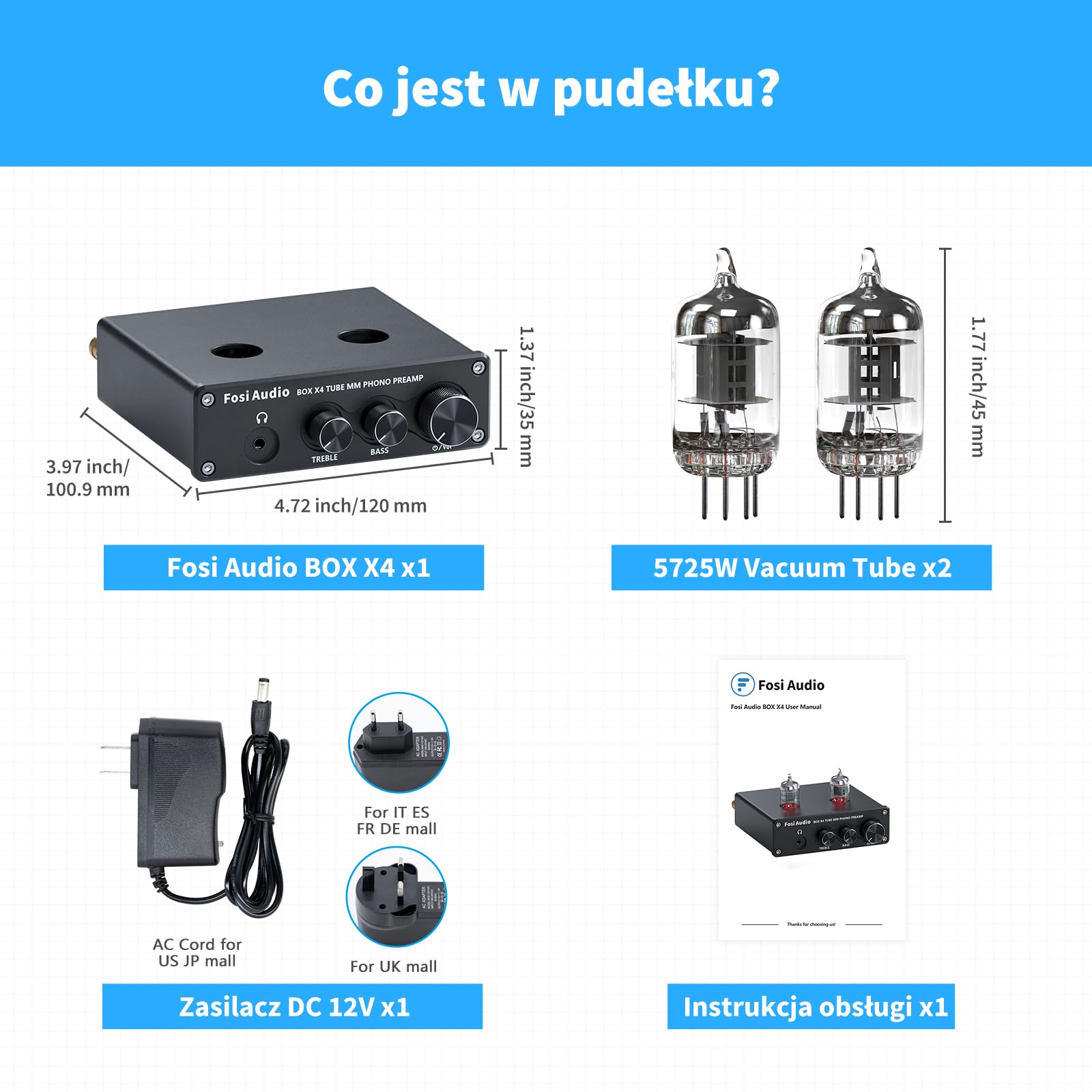 Fosi AudioBOX X4 Phono przedwzmacniacz gramofonowy przedwzmacniacz MM przedwzmacniacz fonograficzny z przekładnią Gain Mini Stereo Audio Hi-Fi przedwzmacniacz do odtwarzacza płyt z zasilaczem