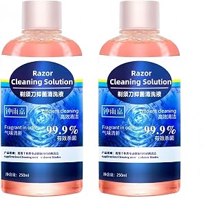 Efficient Clean Lubrication,Remove Odors 250ml Electric Shaver Cleaning Solution, Compatible For Braun, Compatible For Philips, Suitable For All Razors(2 bottle)