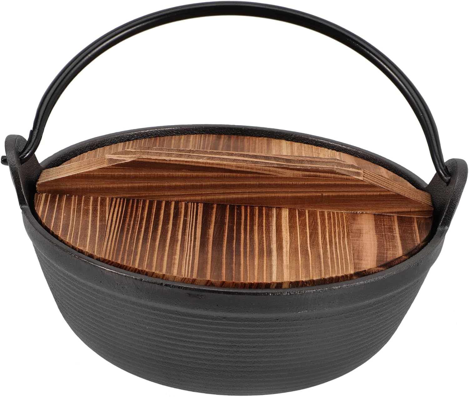 1set Braised Iron Stew Pot Uncoated Cast Iron Cooking Pot Handle and Lid High Temperature Resistant for Soup Outdoor Use Single Handle