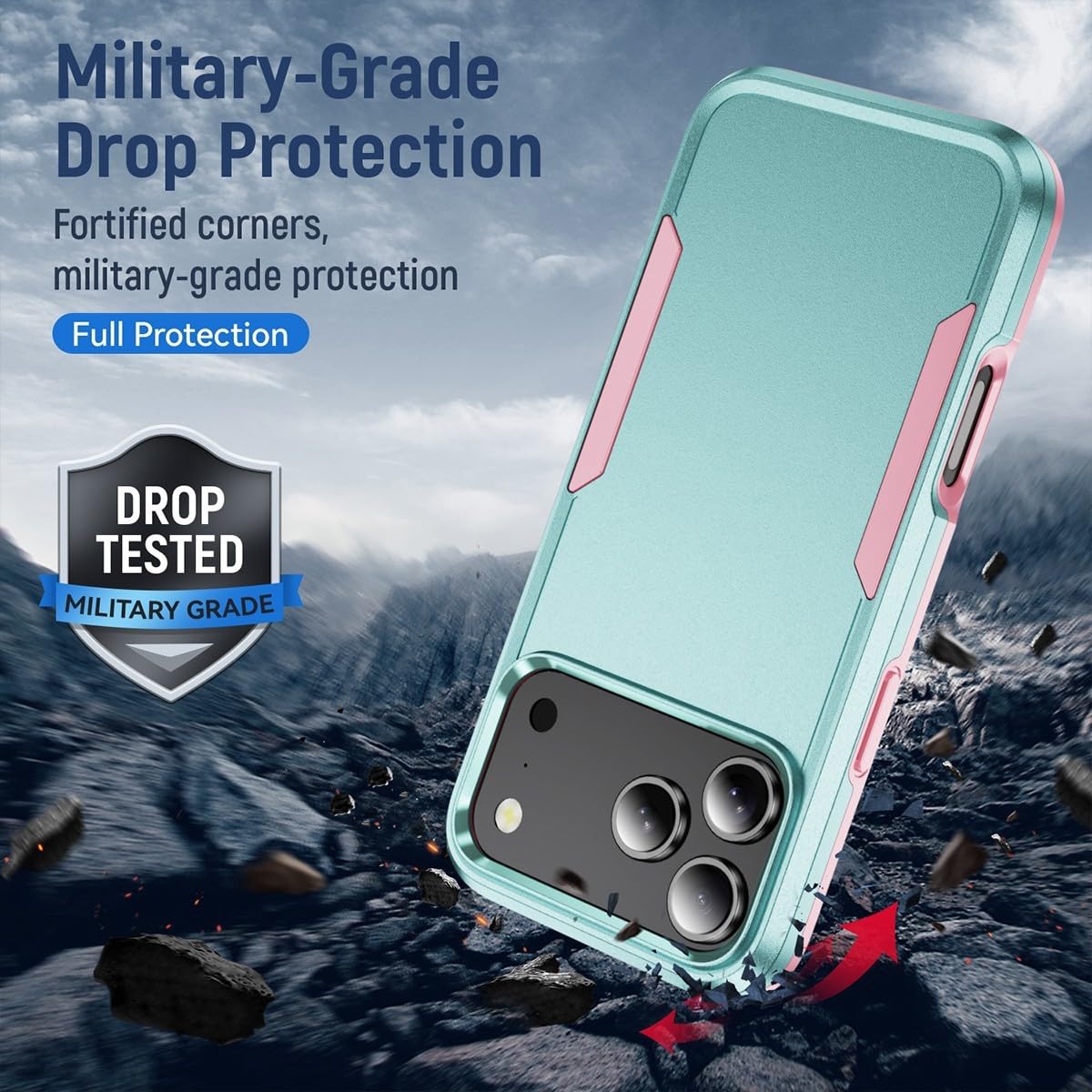 Generic Funda compatible con iPhone 15 (color: blanco y rosa) de doble capa a prueba de golpes, funda de silicona dura lisa