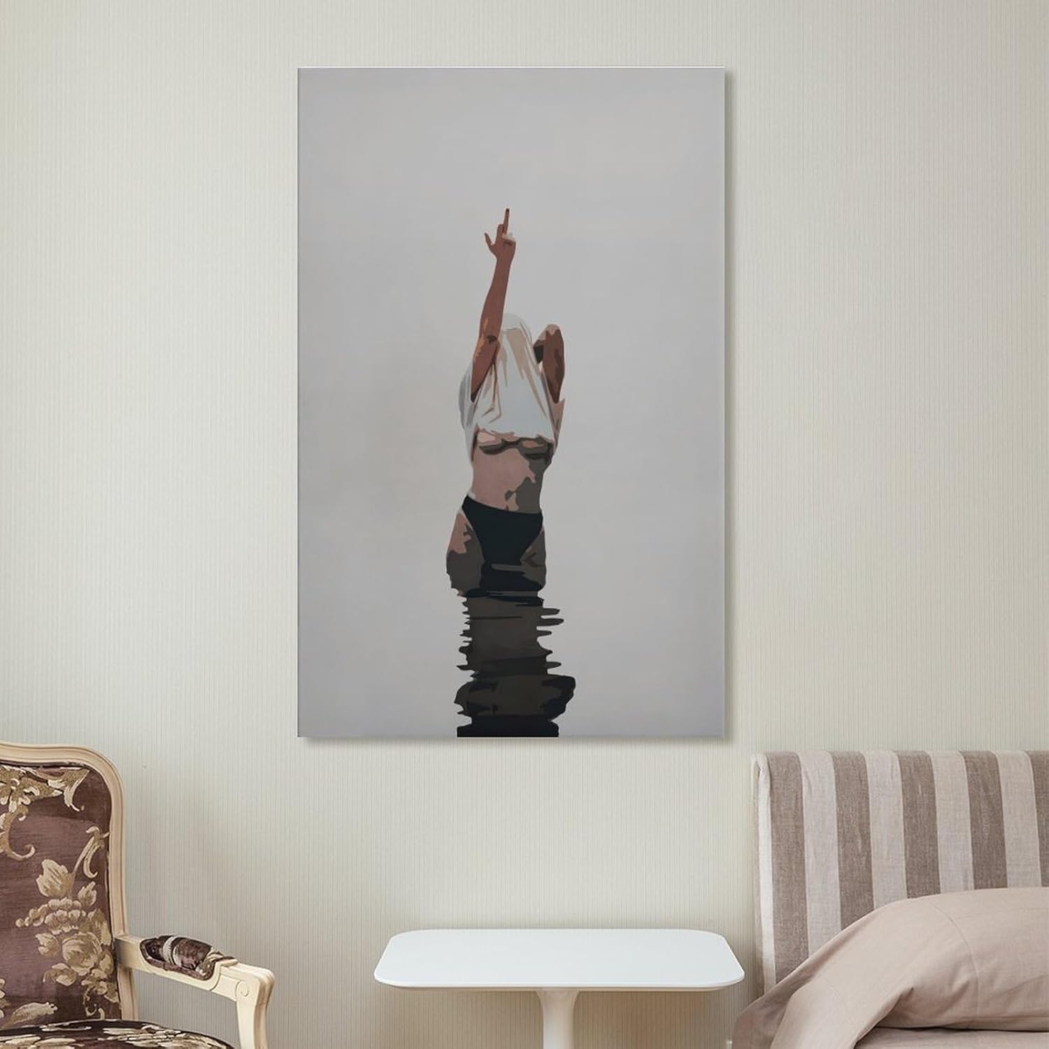 Defiant Woman Minimalist Illustration Empowerment Canvas Printing Wall Art Posters Prints Modern Abstract Feminist Wall Decor for Living Room Bedroom Office Dorm Studio 08x12inch(20x30cm)