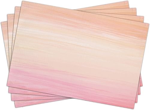 Juego de 4 manteles individuales color rosa, 12 x 18 pulgadas, impermeables, resistentes al calor, manteles individuales para mesa de comedor,