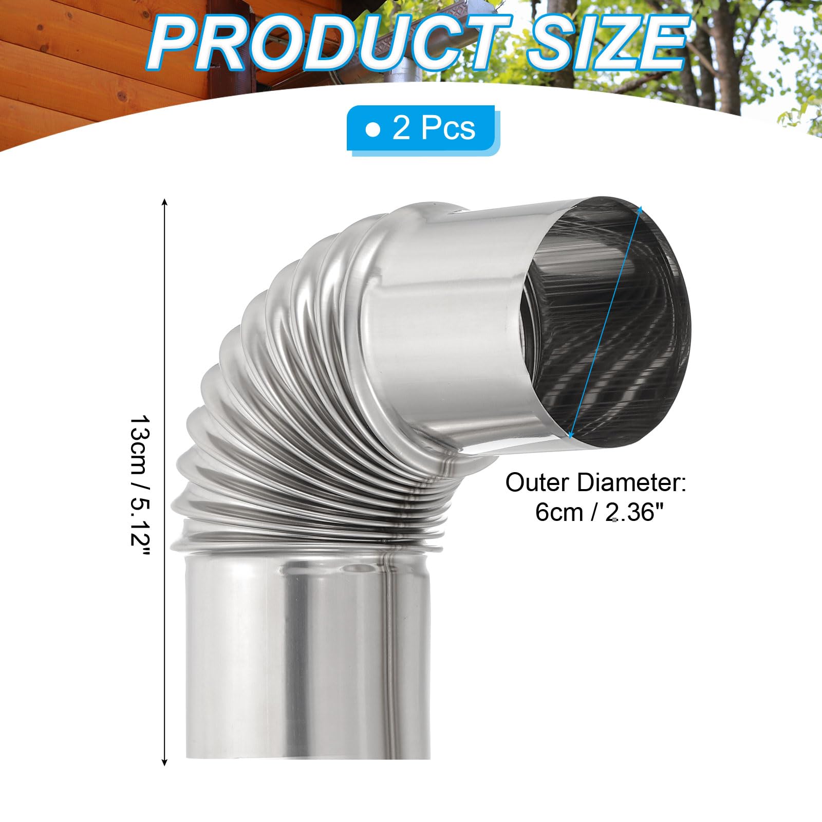 PATIKIL 90 Degree Stove Pipe - Image 2