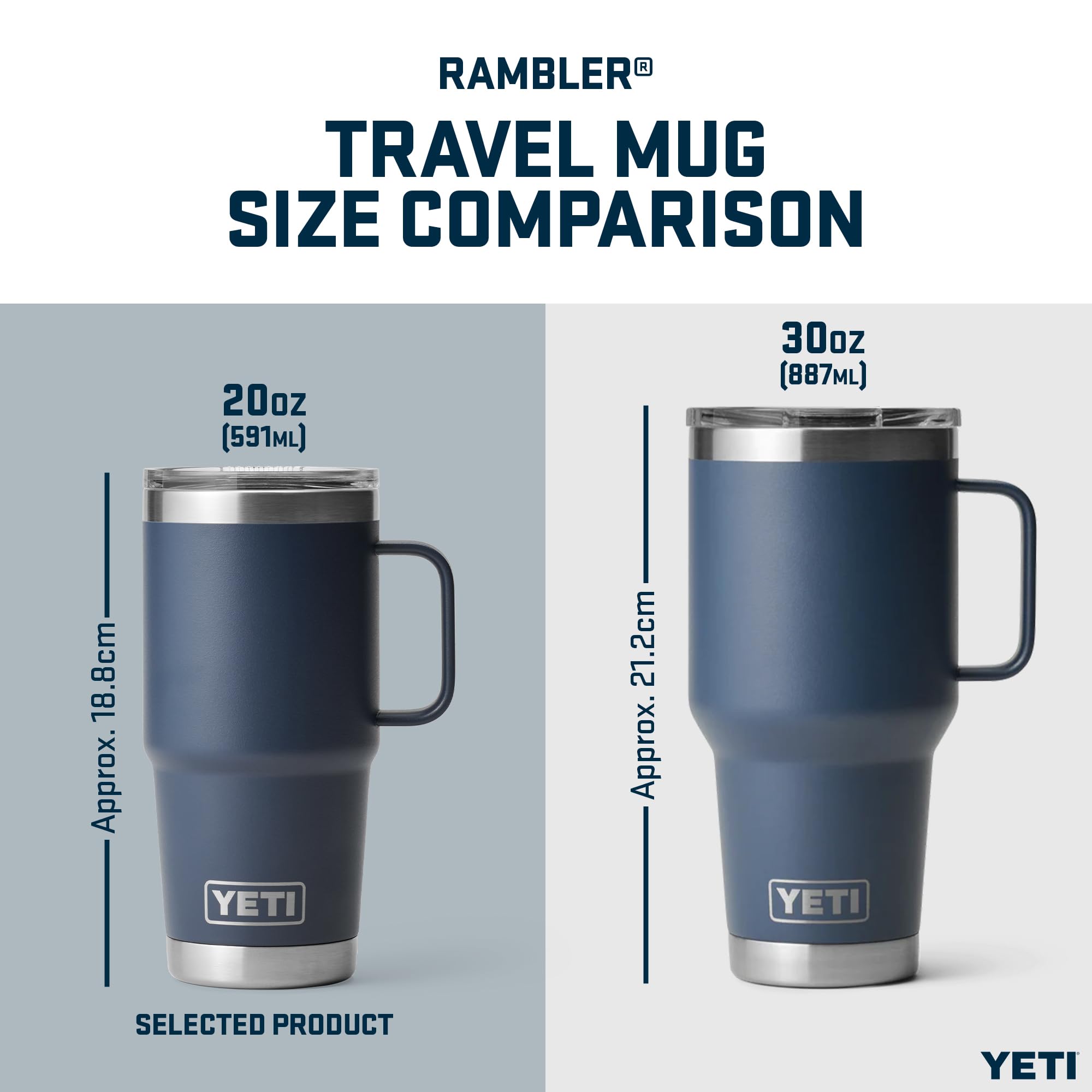 YETI Rambler Travel Mug, Stainless Steel Vacuum Insulated Mug with Stronghold Lid, Black, 20 oz (591 ml)