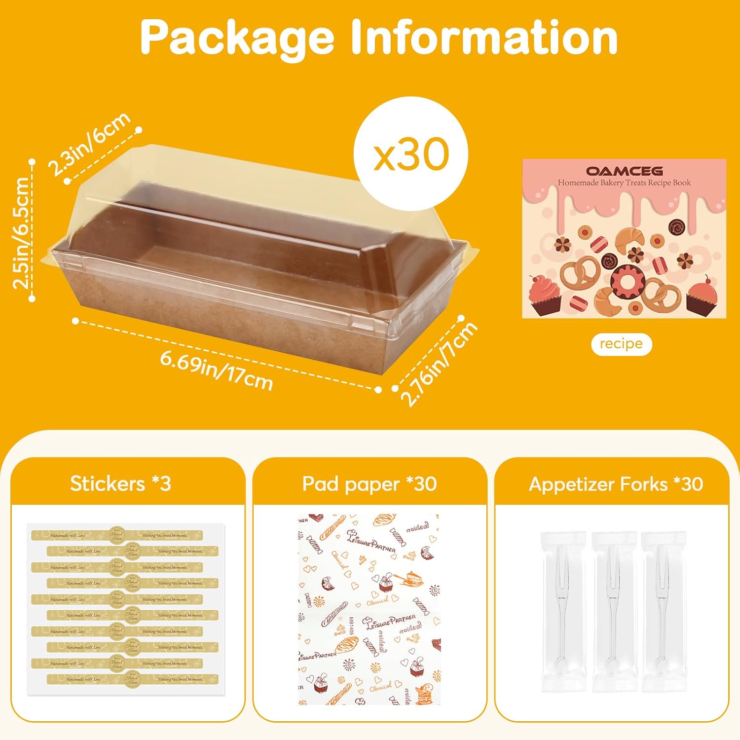 OAMCEG 7.5x3.3 Inch Small Charcuterie Boxes with Clear Lids,30Pcs Mini Bakery Containers,Disposable To Go Food Paper Boxes for Sandwich, Cookie, Pastry, Cake Slice (Brown)