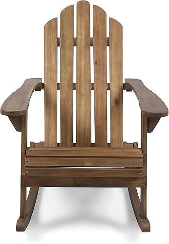 Miniatura 4 de Christopher Knight Home Cara Adirondack - Silla mecedora de madera de acacia para exteriores, acabado marrón oscuro, mesa auxiliar plegable de
