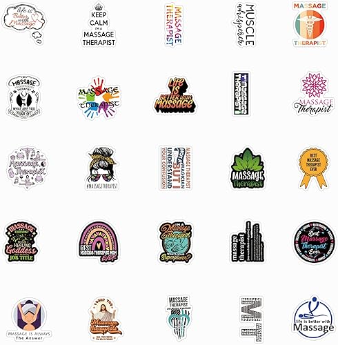 Miniatura 2 de Paquete de 60 calcomanías para terapeutas de masaje, vinilo estético impermeable para botella de agua, laptop, teléfono, patineta, regalos de
